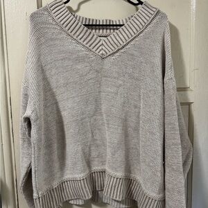 American Eagle Outfitters Beige V-Neck Sweater